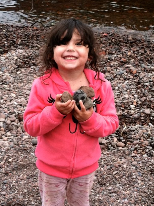 Cutie Pie cannot possibly narrow her collection down to one perfect rock.